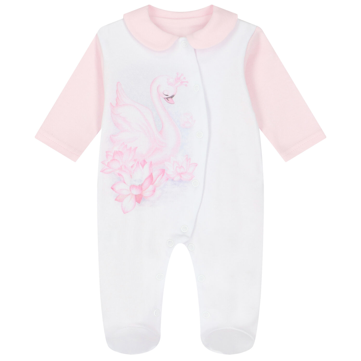 Baby Girls Pink & White Swan Babygrow, 1, hi-res image number null